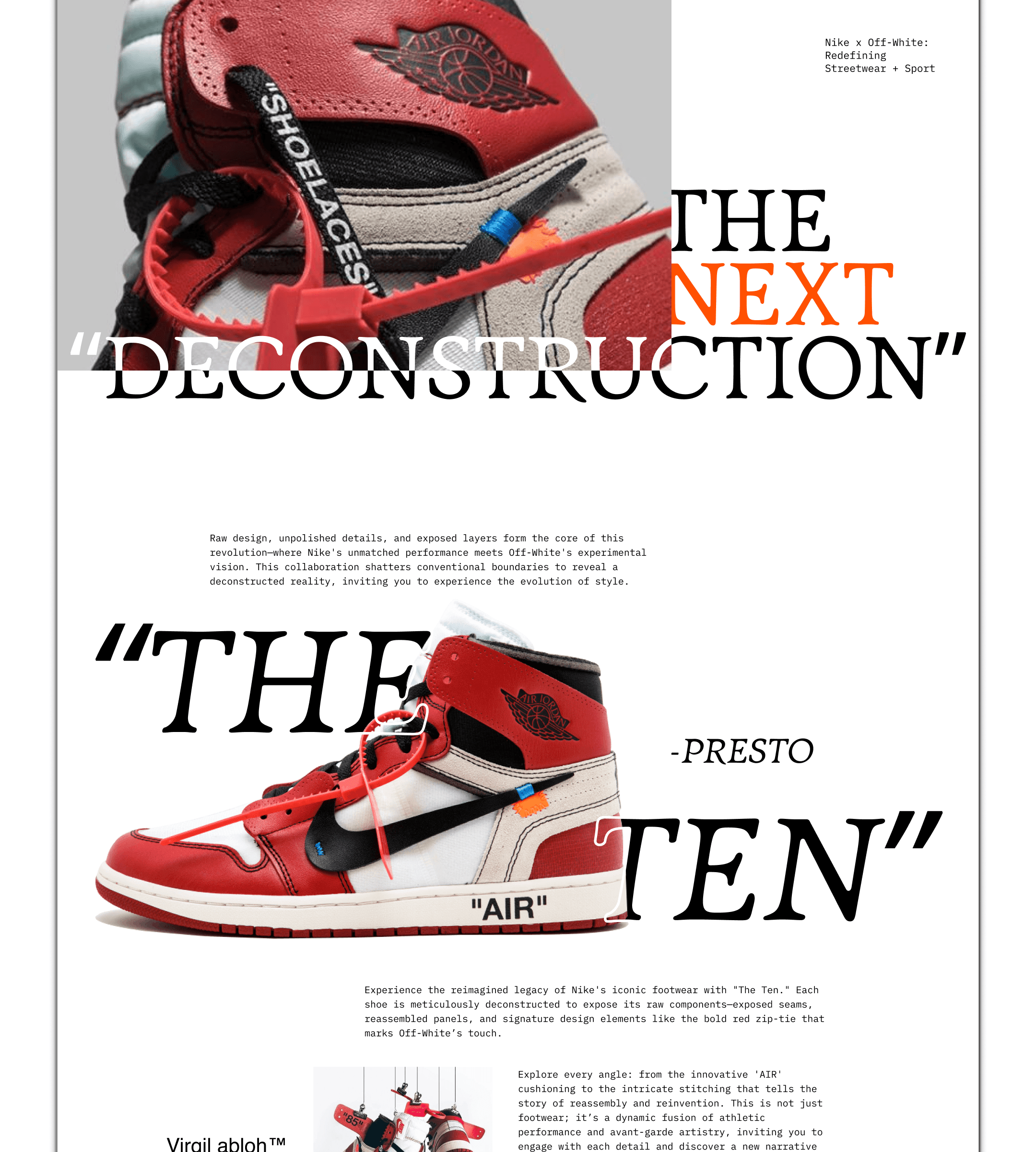 Collage of the nike project and subtext explaining what it is