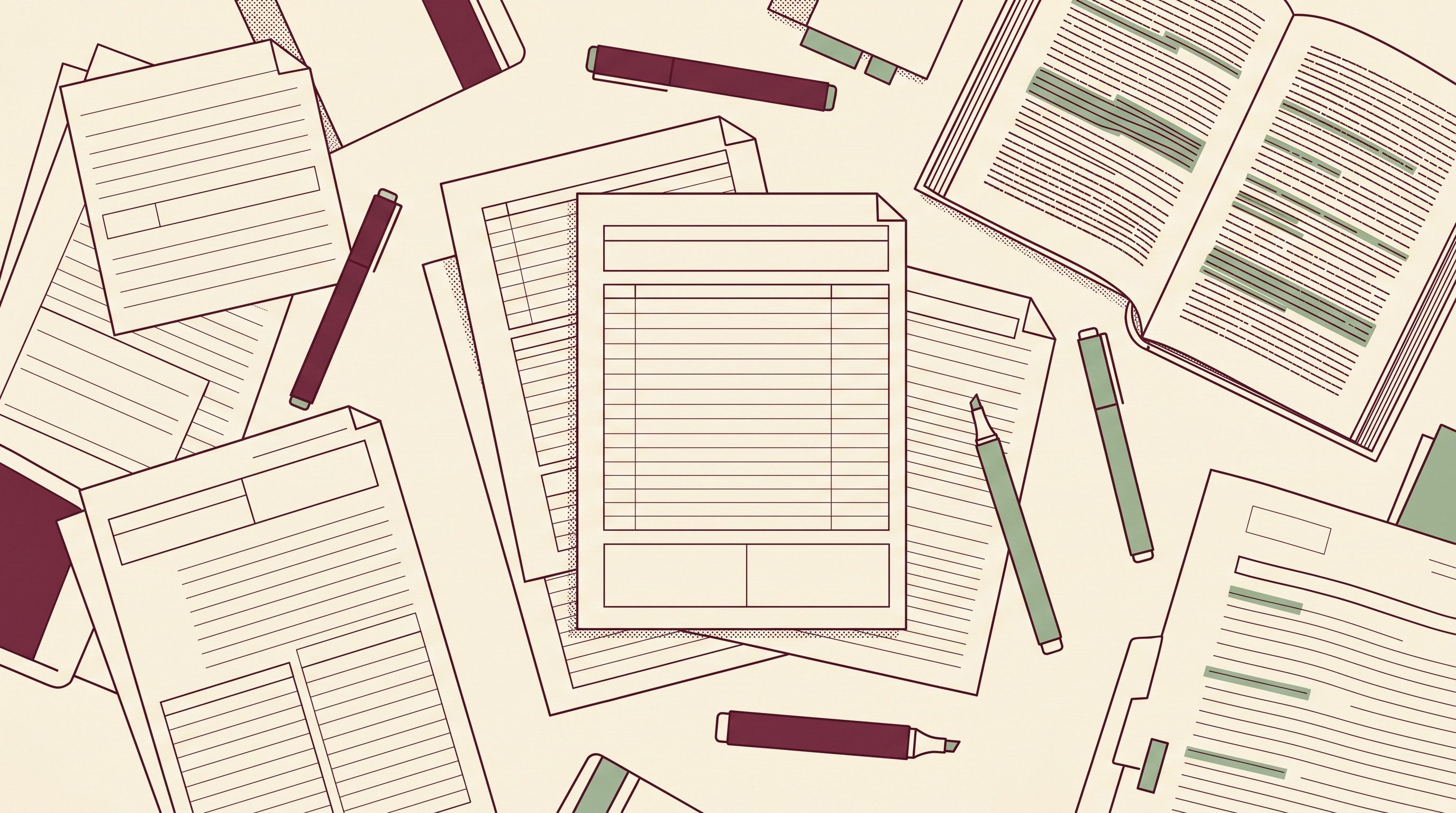Paper legal templates with highlighters