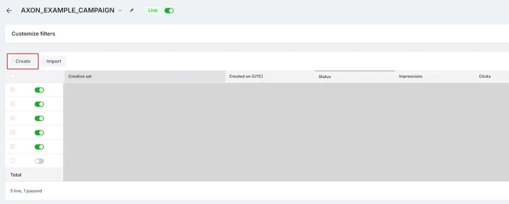 Axon interface - create a creative set