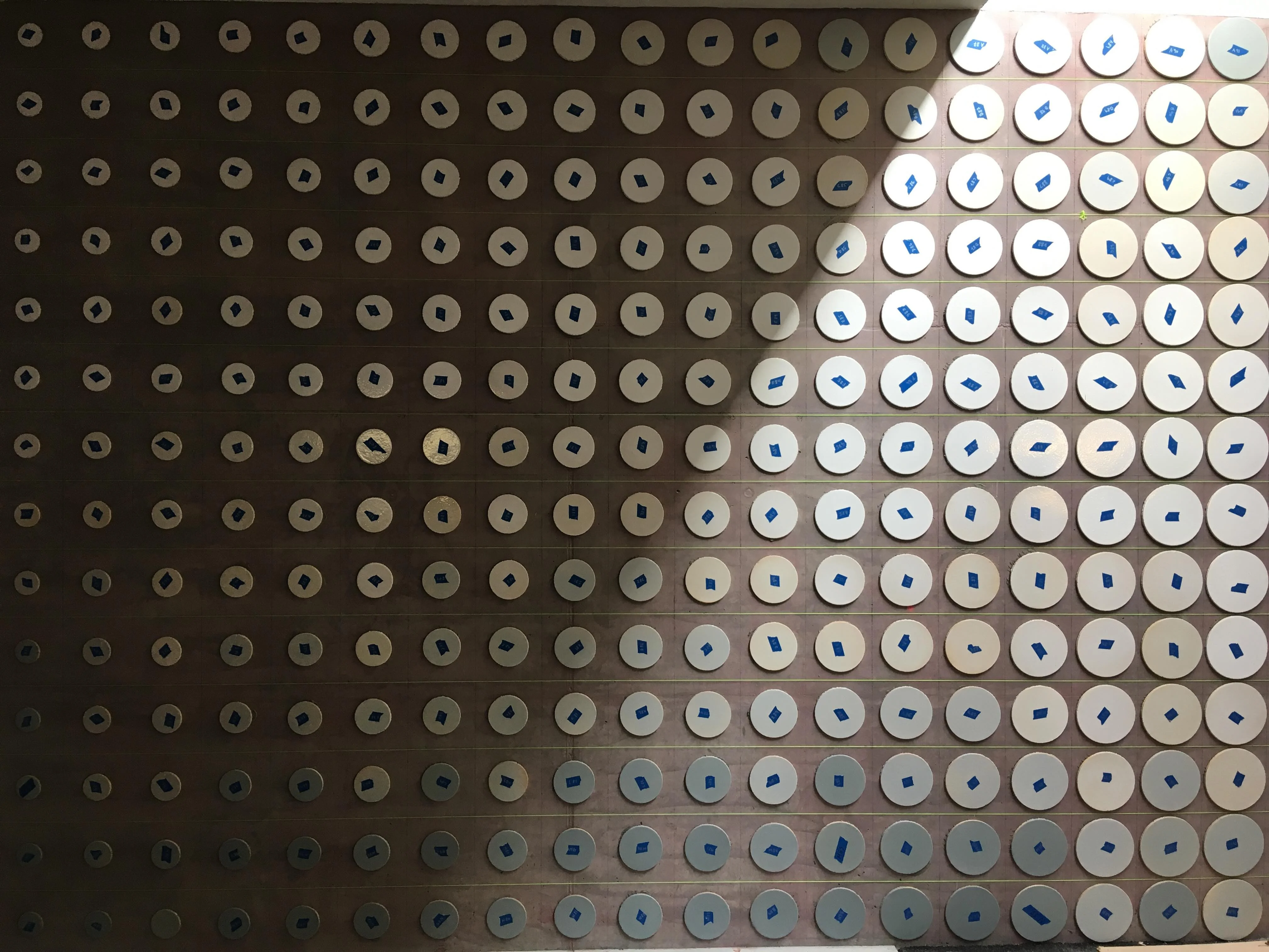 Putting up the tiles at Niels Bohr Bygning, Copenhagen University