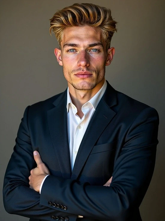 Professional male headshot by free AI portrait generator