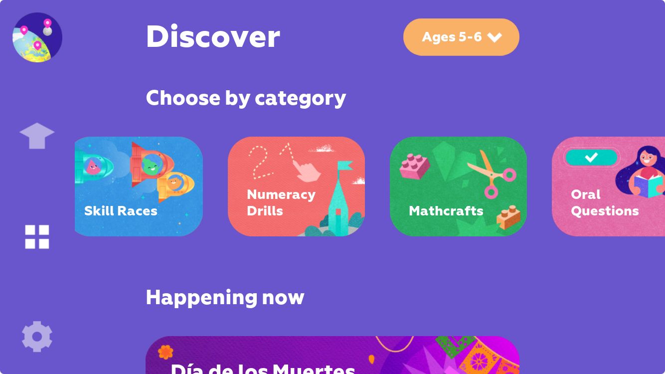 Choosing the learning formats in the parents’ section of the Funexpected Math app