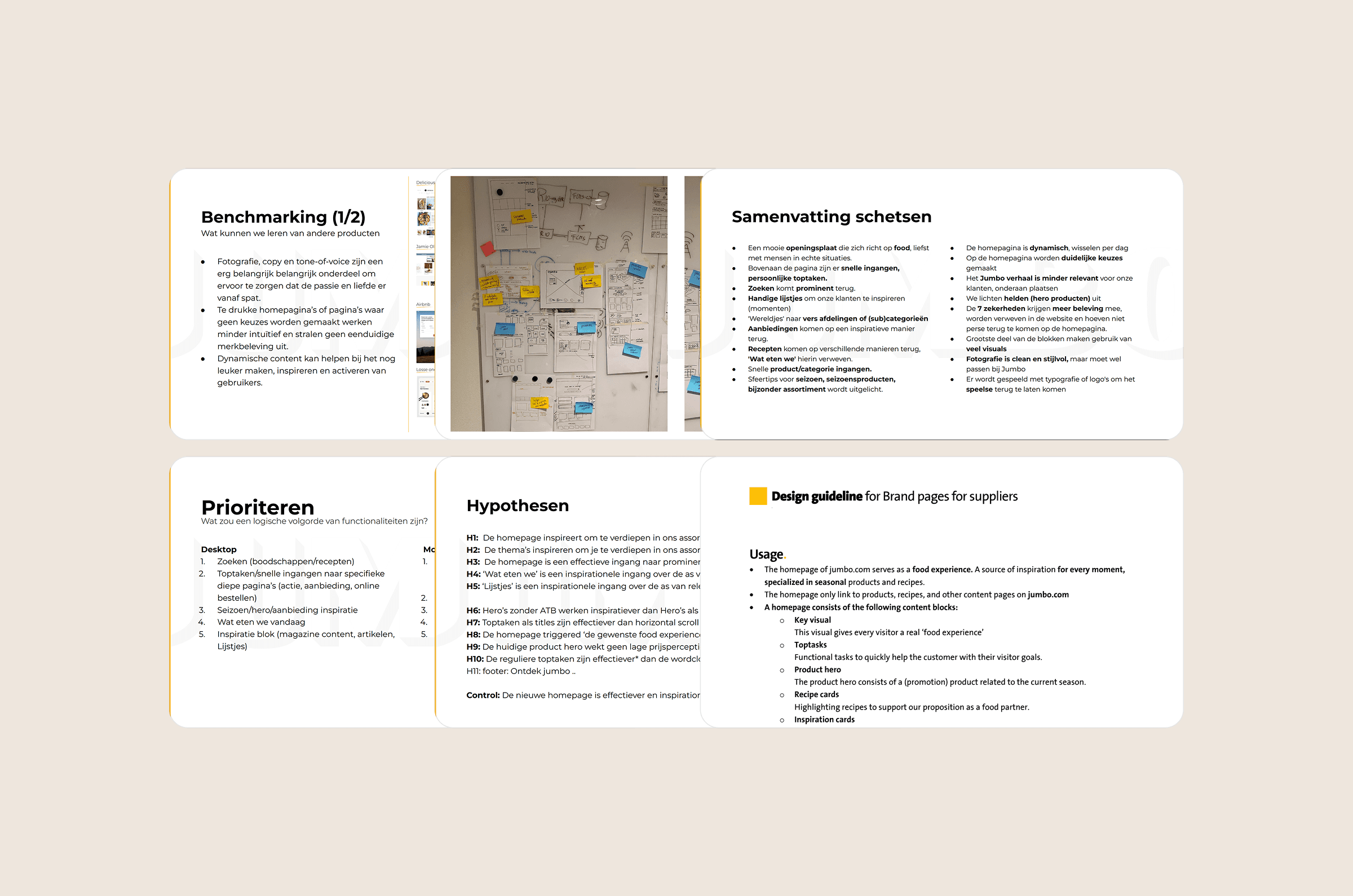 Mockup of designsprint for redesign homepage jumbo
