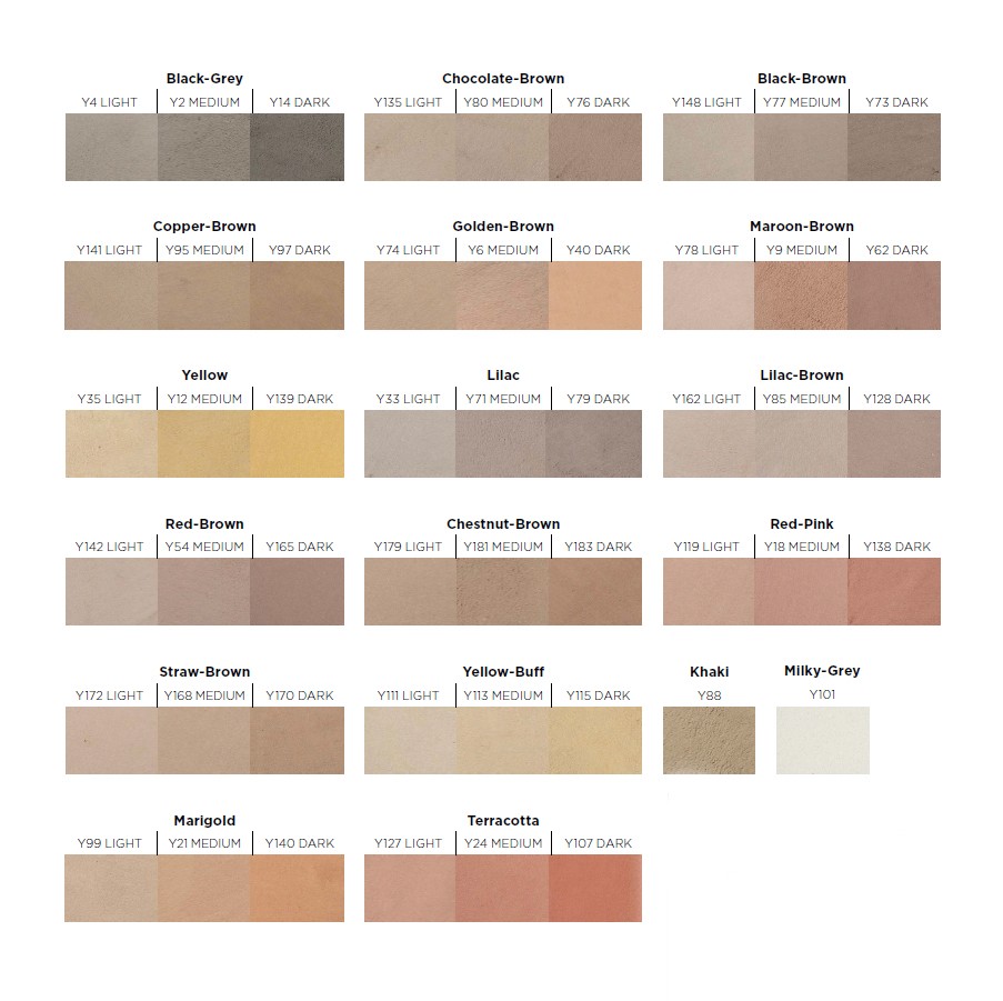 A mortar colour chart