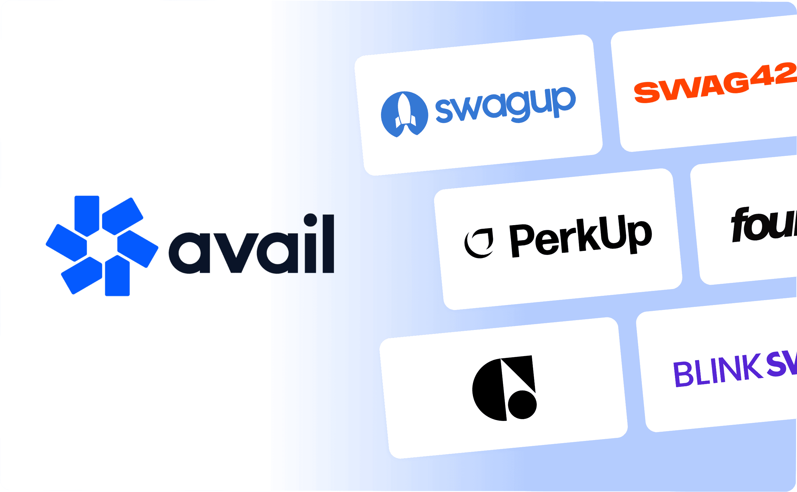 Alternatives of Avail Swag, which include SwagUp, Swag42, PerkUp, Fourthwall, Gemnote, and BlinkSwag.