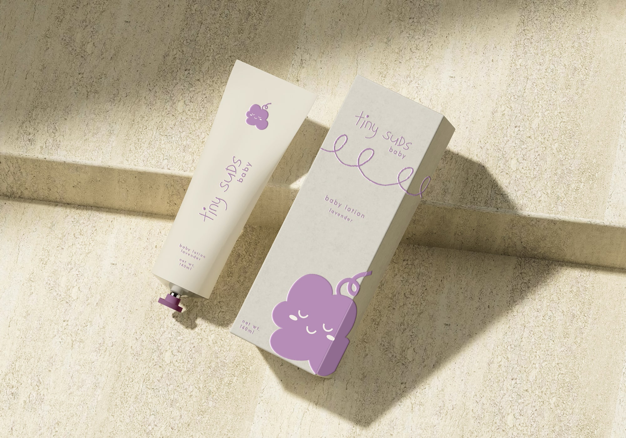 Brand identity and packaging design for baby skincare brand