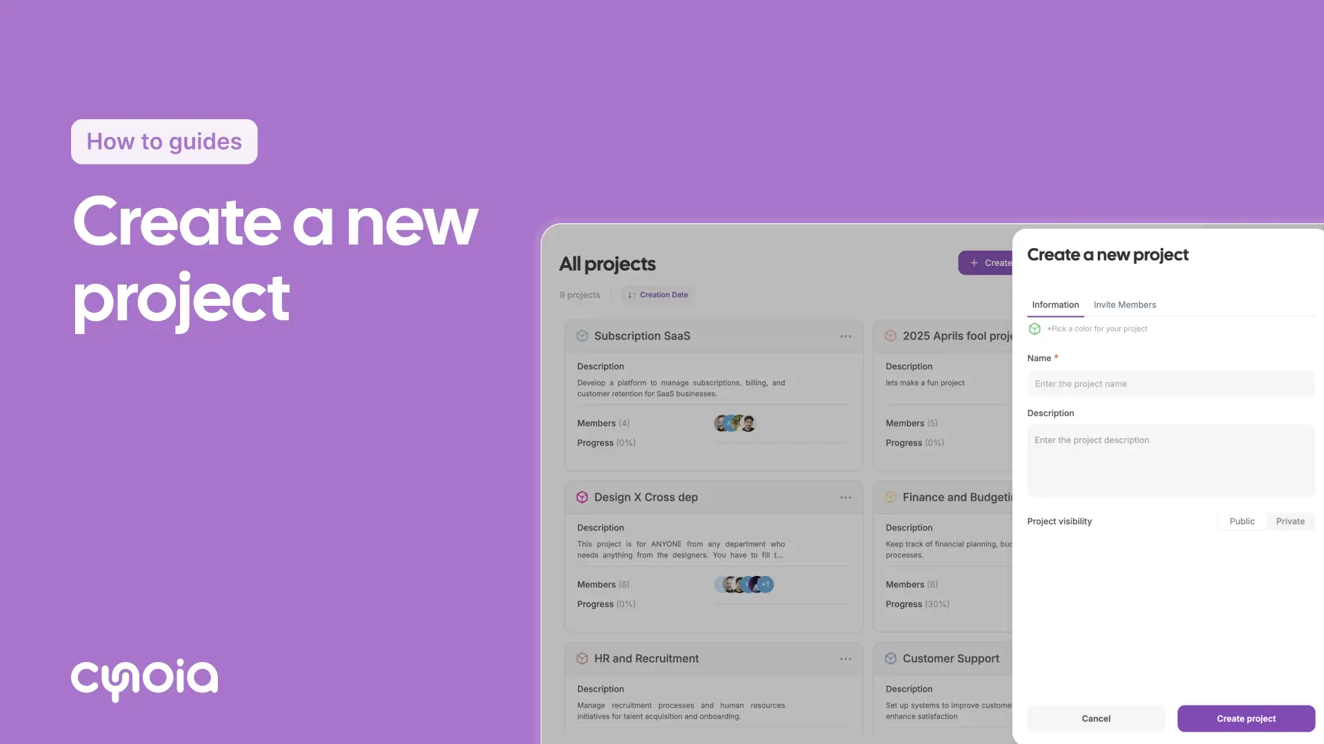 How to create a new project in Cynoia
