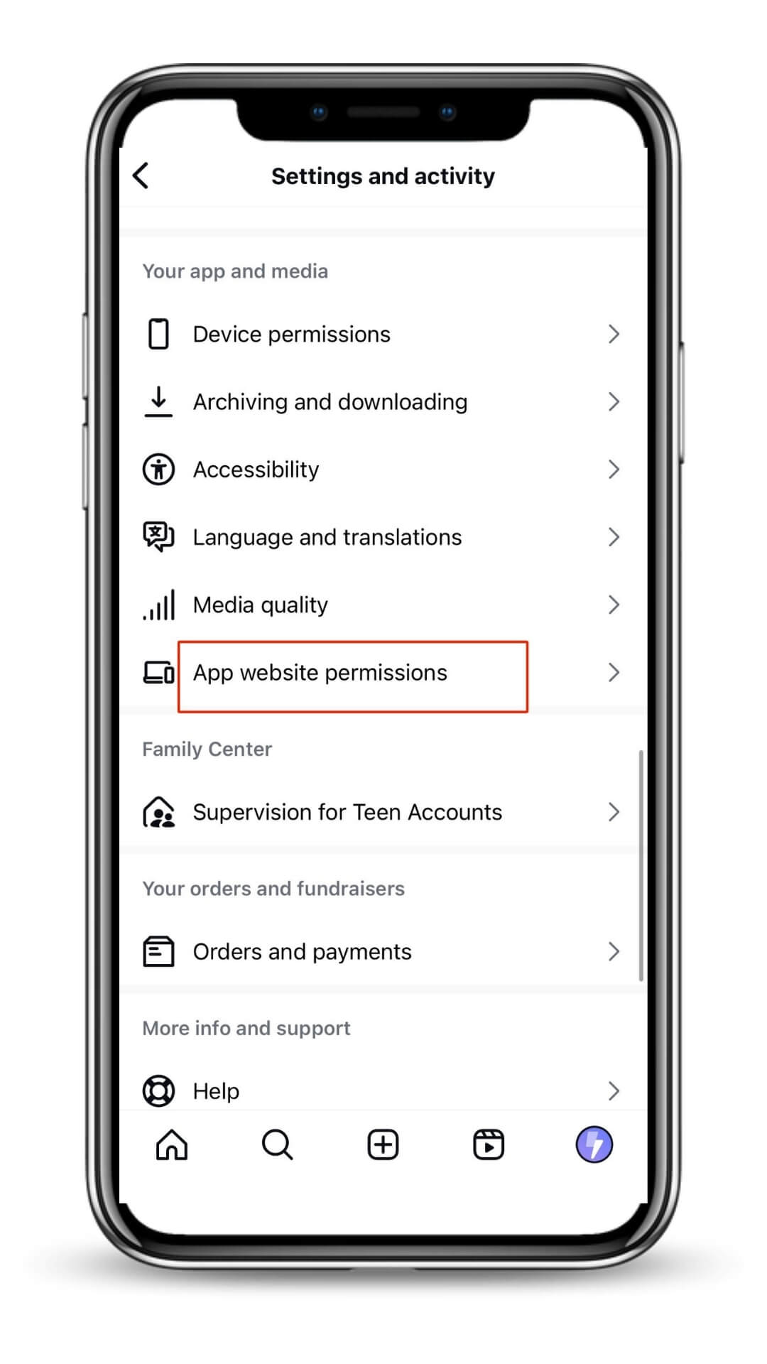 click on app website permissions to revoke permission to all third party apps and websites