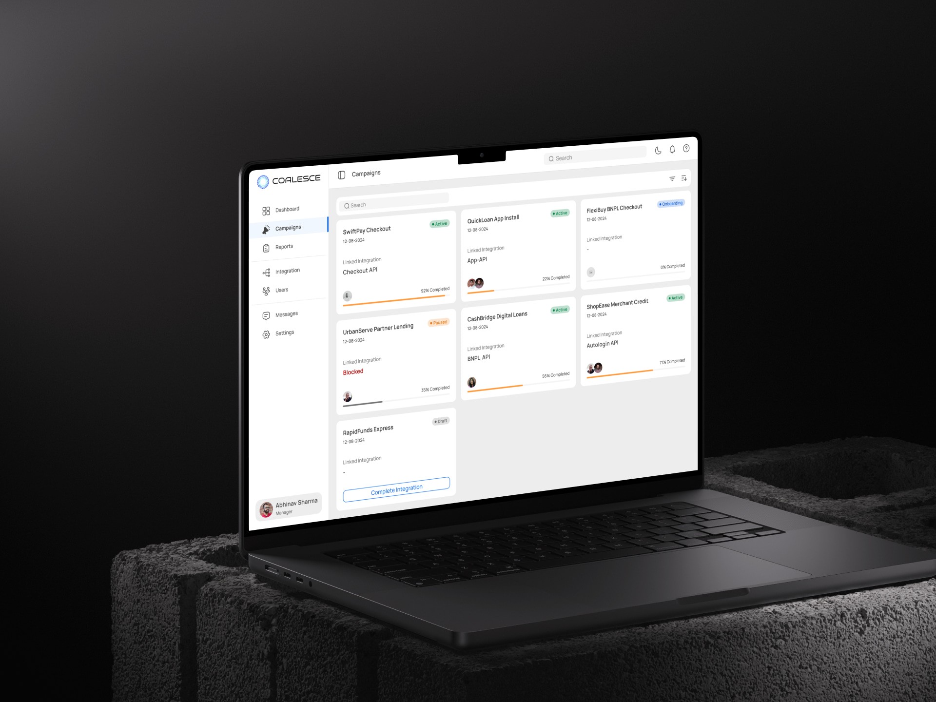 SaaS app user list screen design