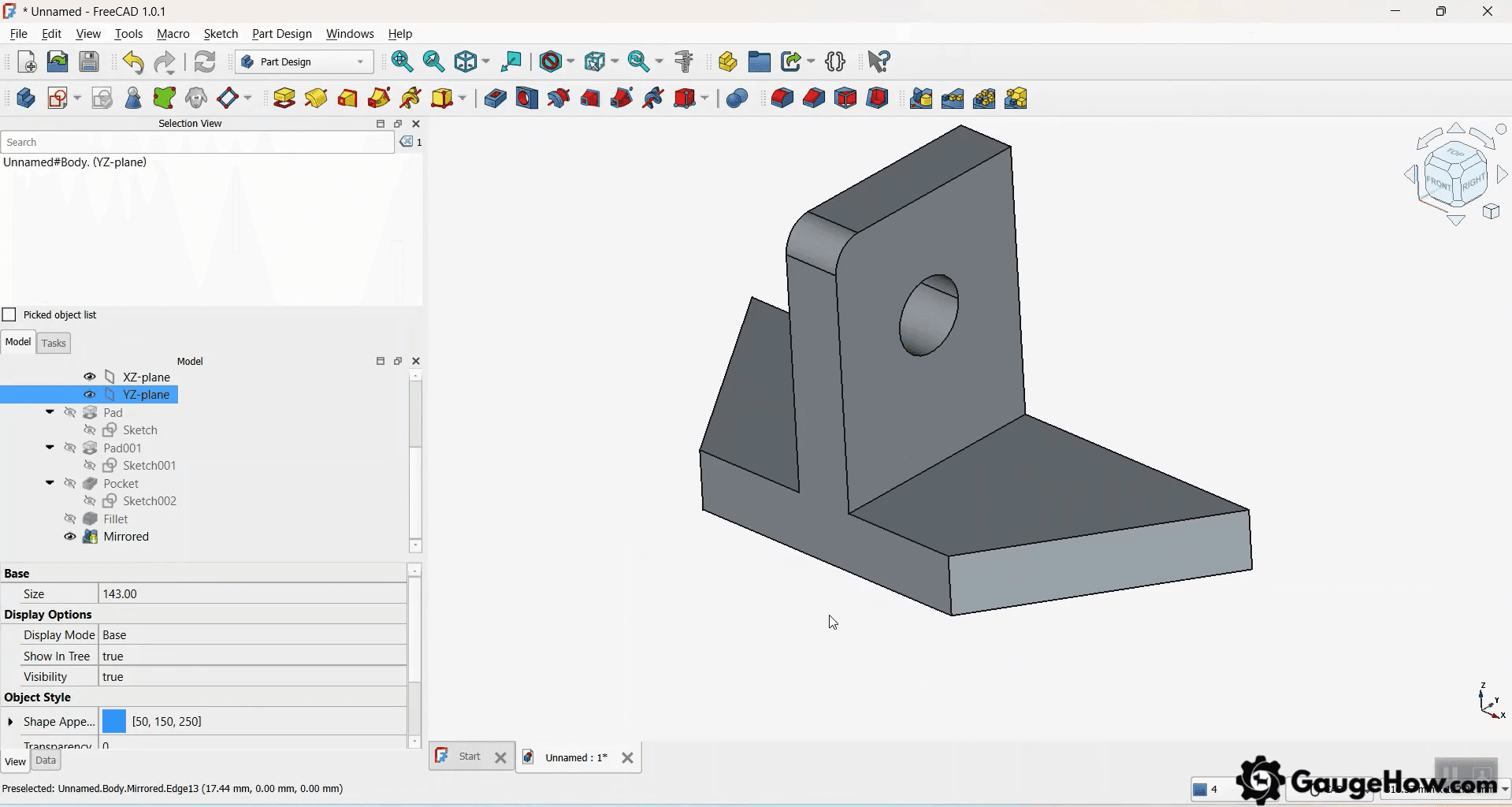 FreeCAD part design model