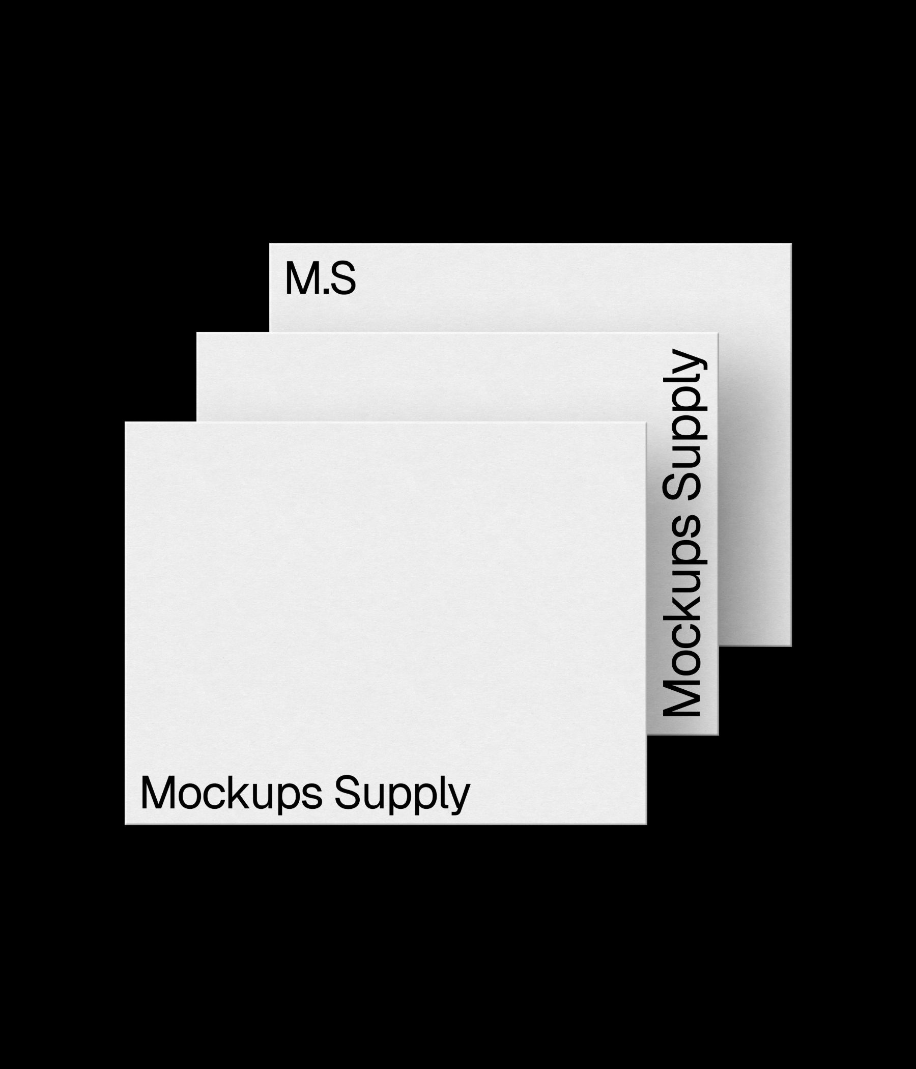 3 US Letter paper mockup landscape for Photoshop with debossed text effect, white papers on black background, minimal stationery and print branding mockup