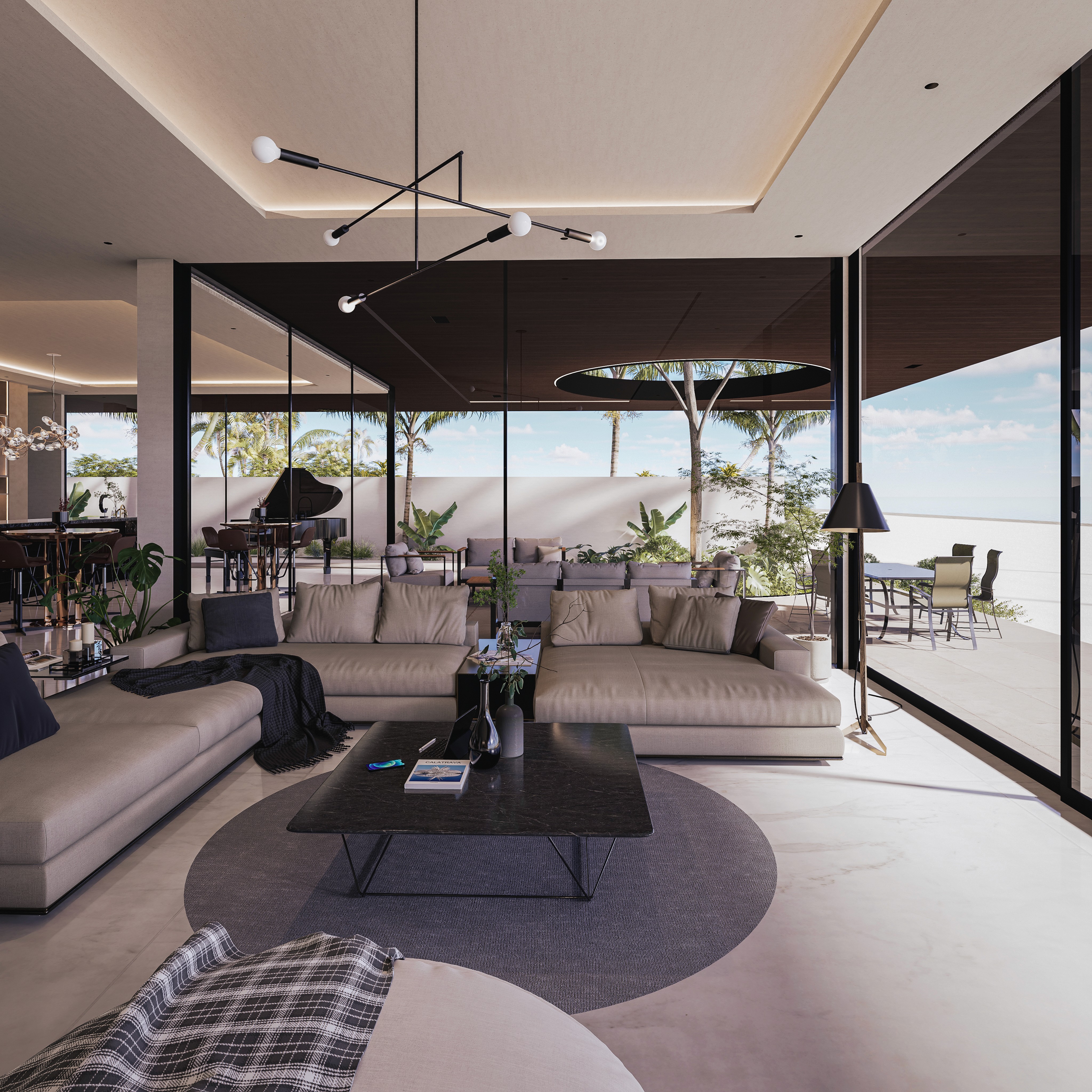 Telchac luxury mansion living room.