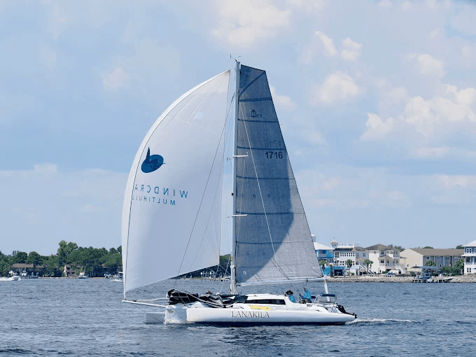 Windcraft trimaran sailing near Pensacola, Florida
