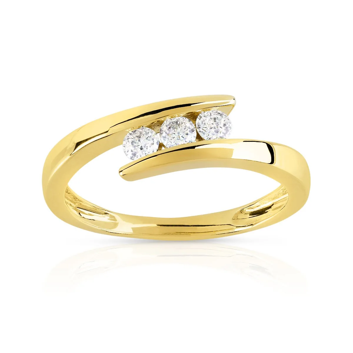 Bague en or jaune 750 sertie de diamants