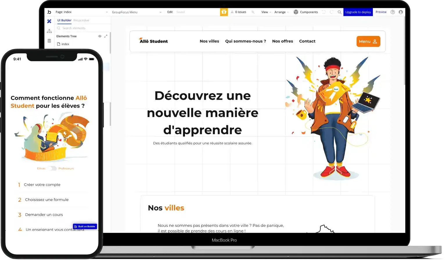 Image du builder bubble.io principal pour la construction d'un site