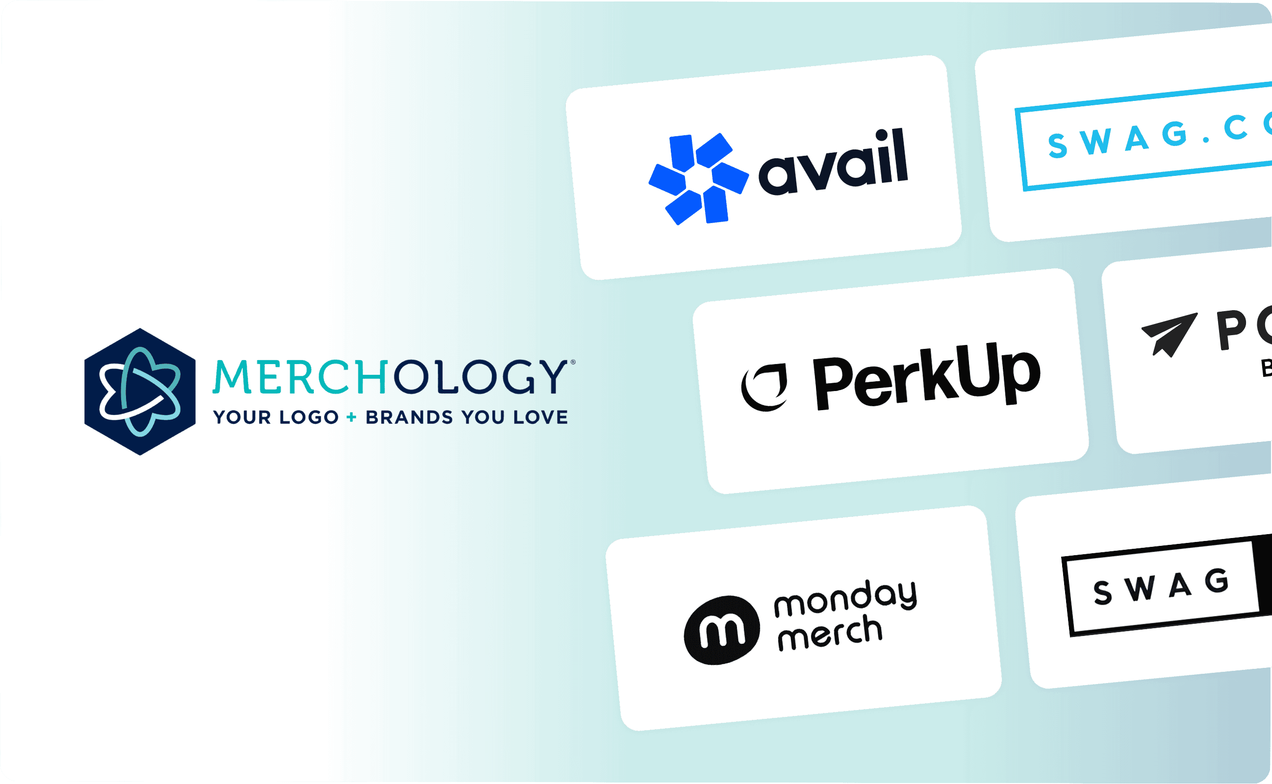 Merchology alternatives including Avail Swag, Swag.com, PerkUp, Postal, Monday Merch, and Swag Pro.