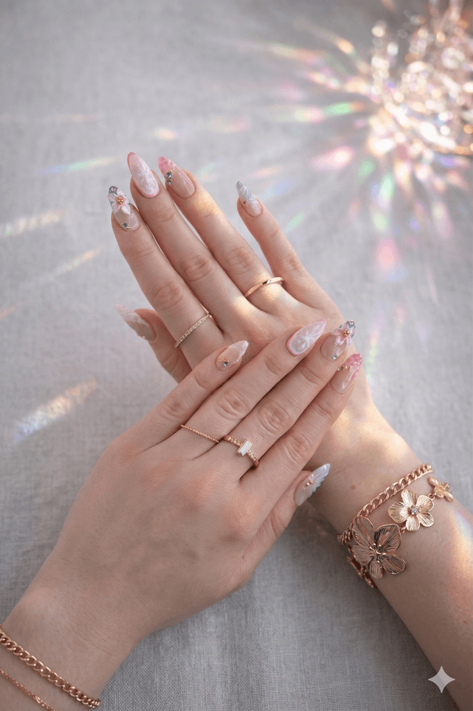 Woman selecting nail polish samples