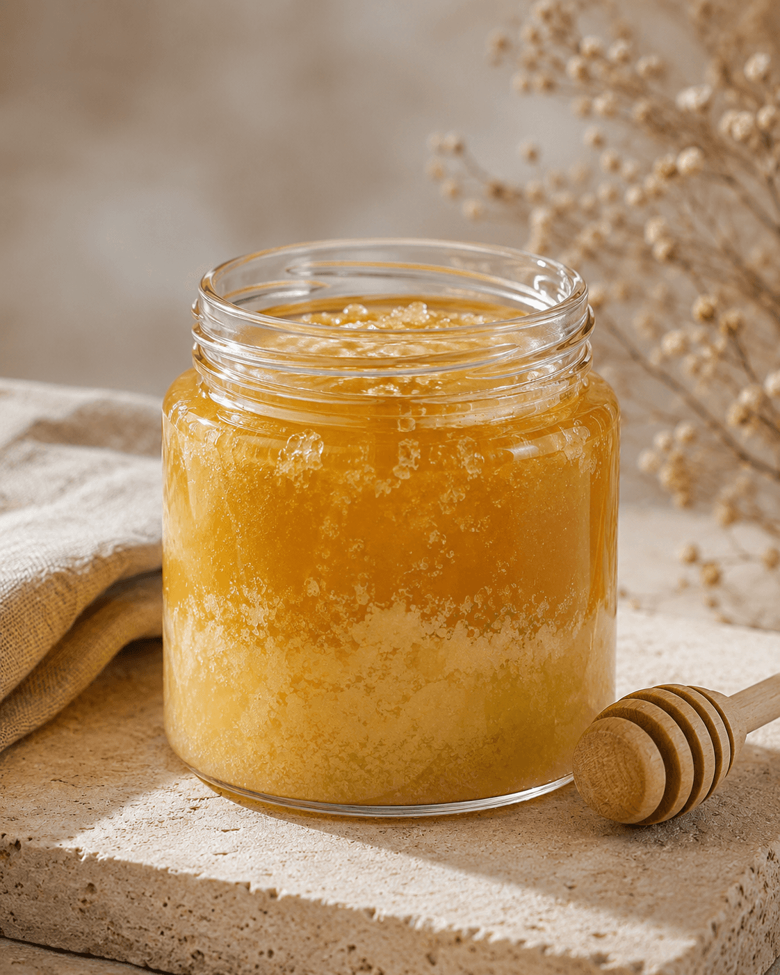 crystalized honey in a jar
