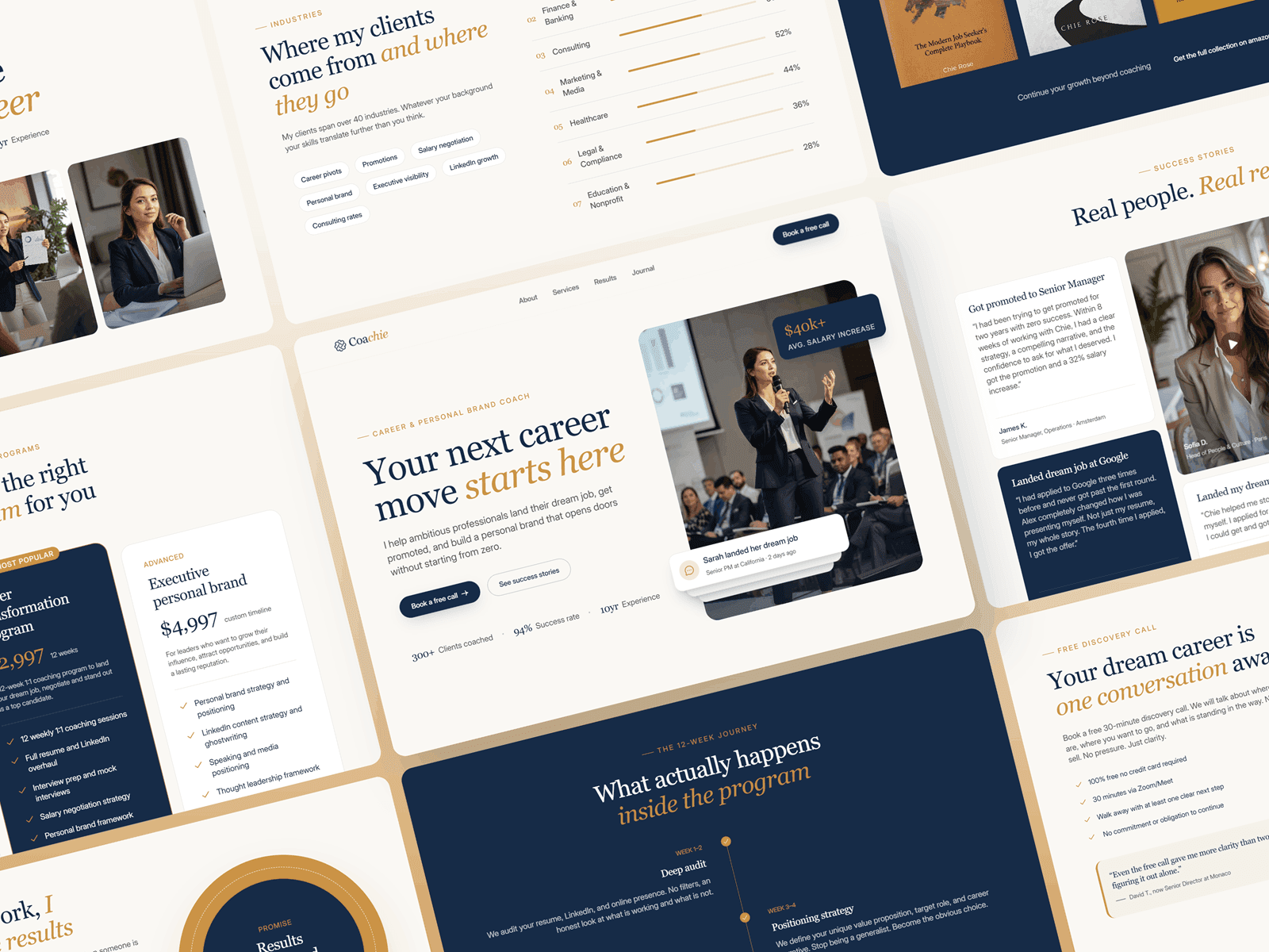 A business website landing page featuring a logo, navigation menu, and promotional banner with a call-to-action button.