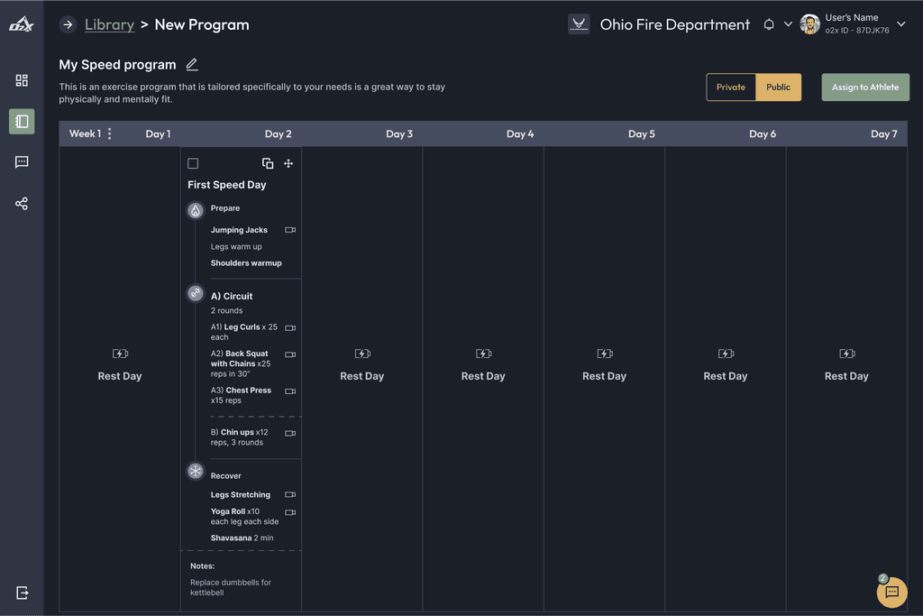 O2X new program creation screen