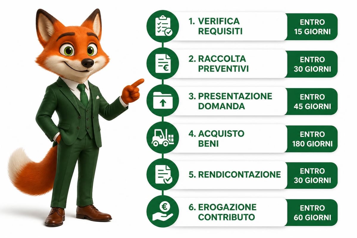 Timeline processo contributi macchinari