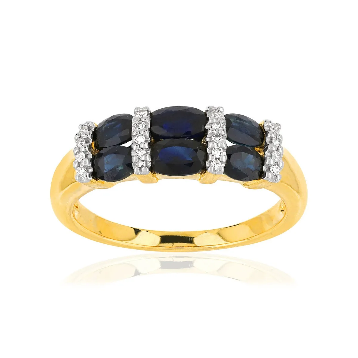 Bague en deux ors 375 sertie de diamants et saphirs