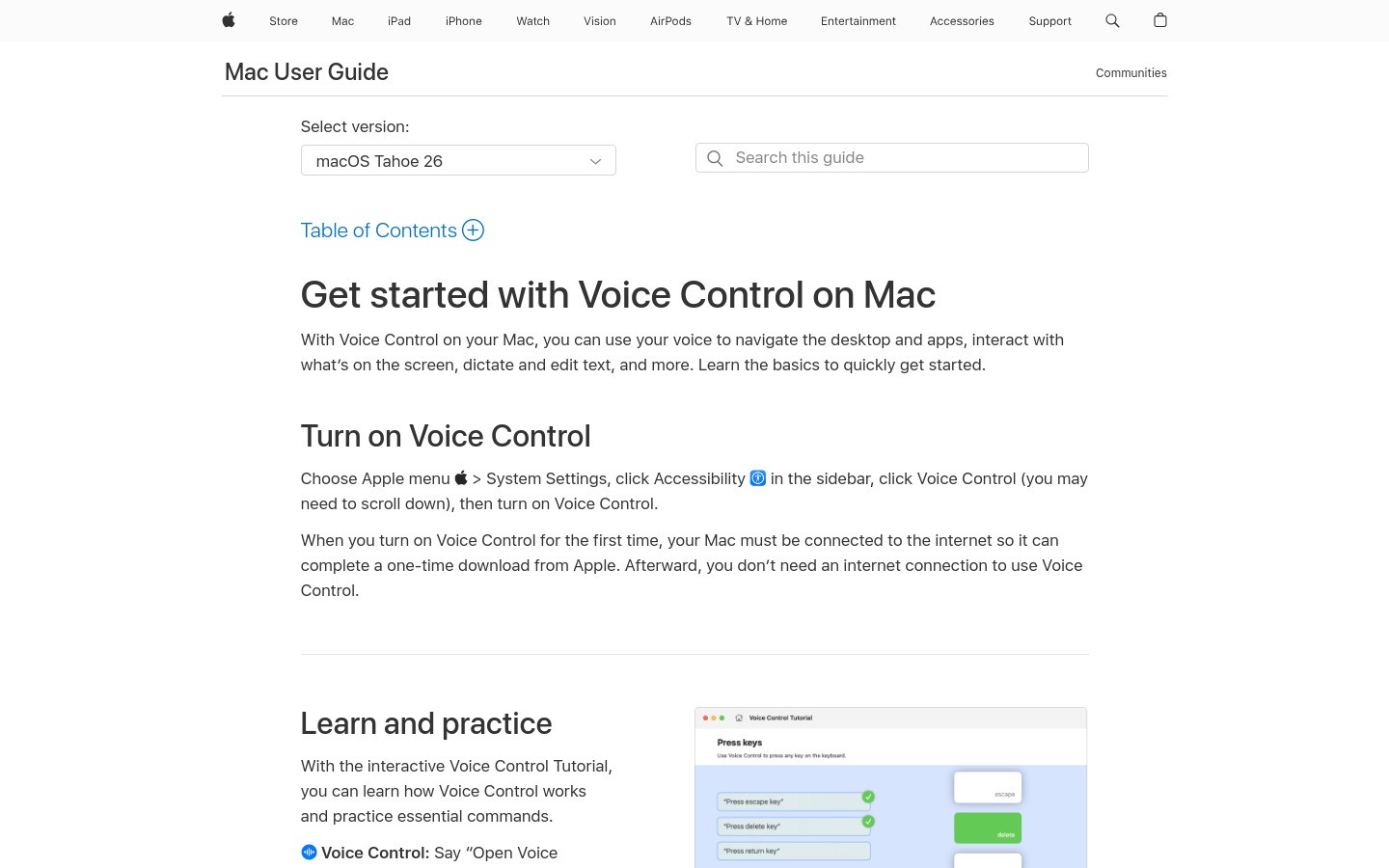 Apple Dictation homepage screenshot