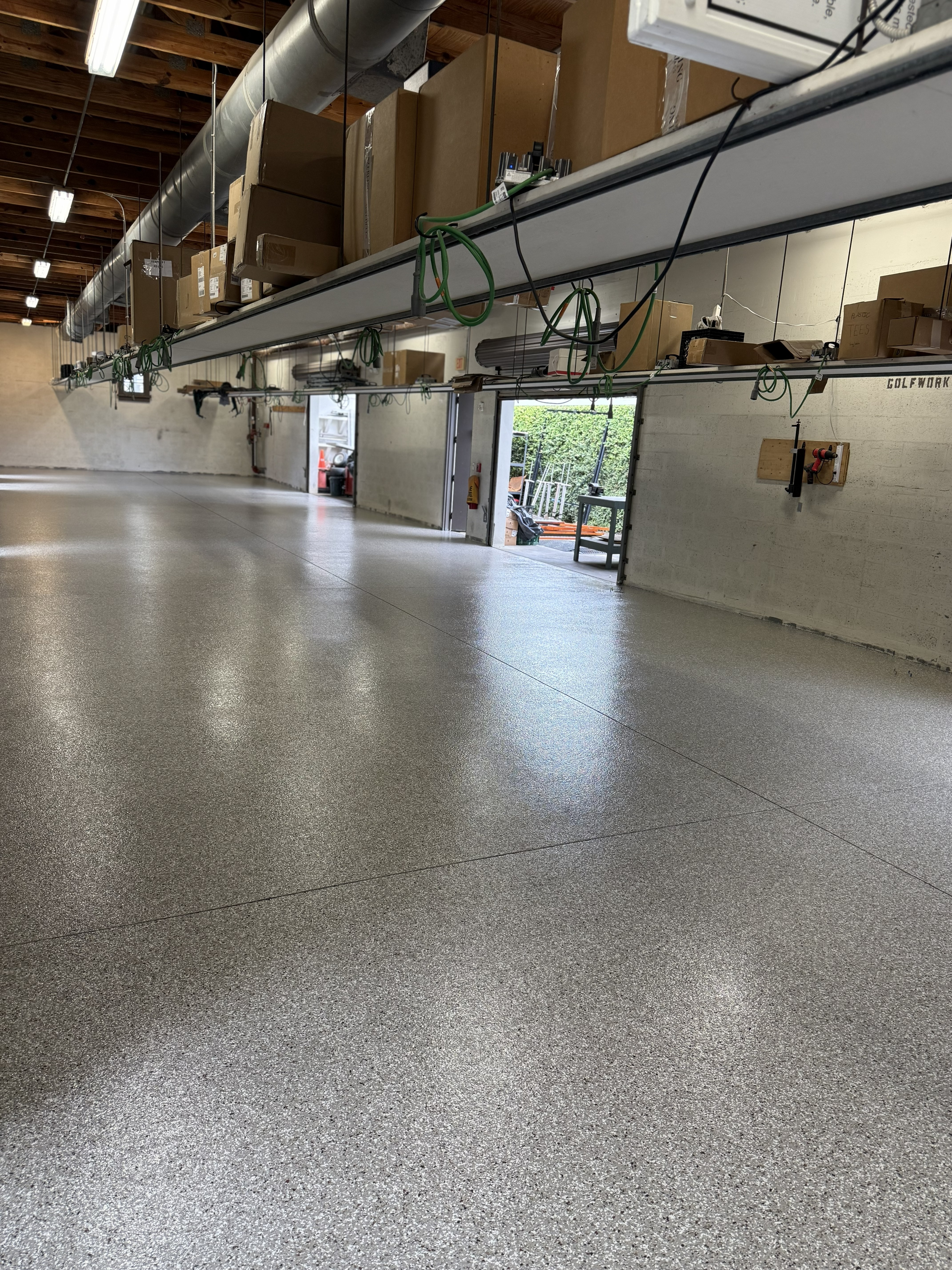 Windsor Golf Club cart barn after floor coating