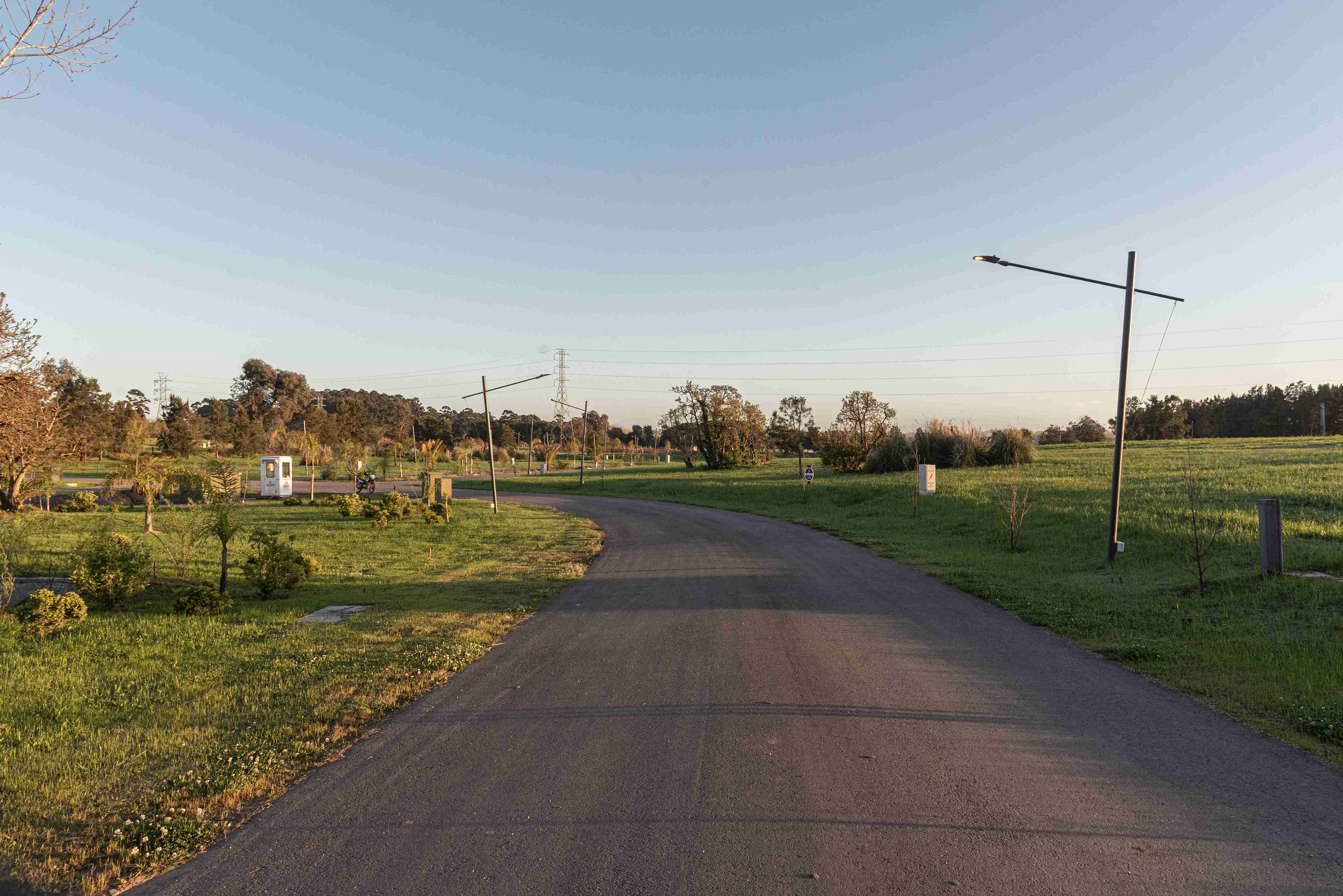 Drone shot of a running track at night