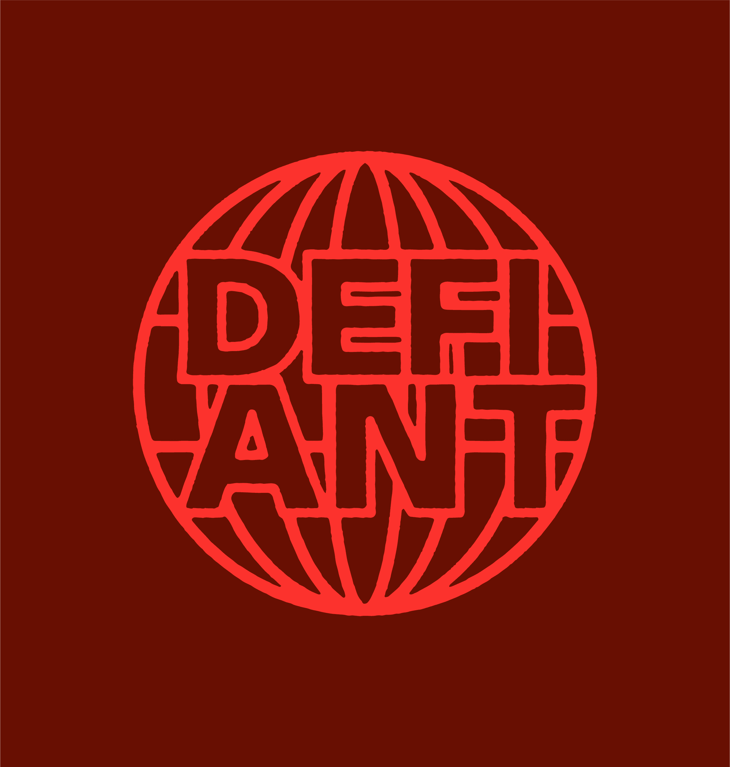 Red globe-style Defiant logo on dark background