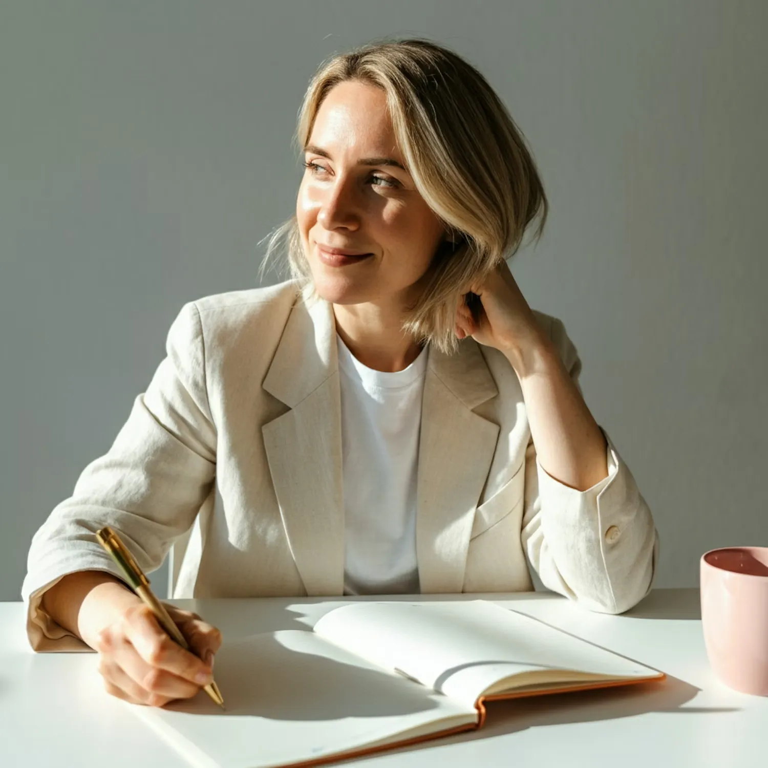 Woman Writing at Desk