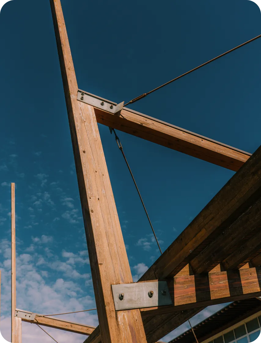 Timber architecture detail on a modern building