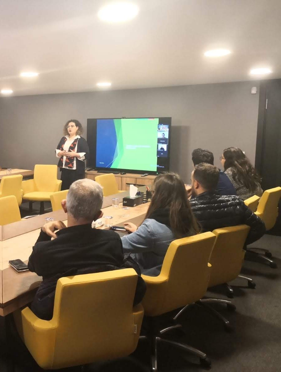 Close-up of a dark green leaf showing its textured surface and central vein against a muted background.