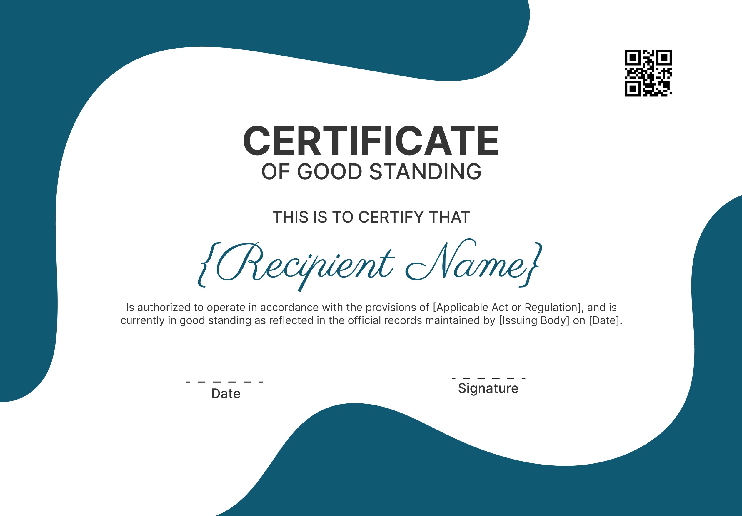 Wauld - Formal and classy certificate of good standing template