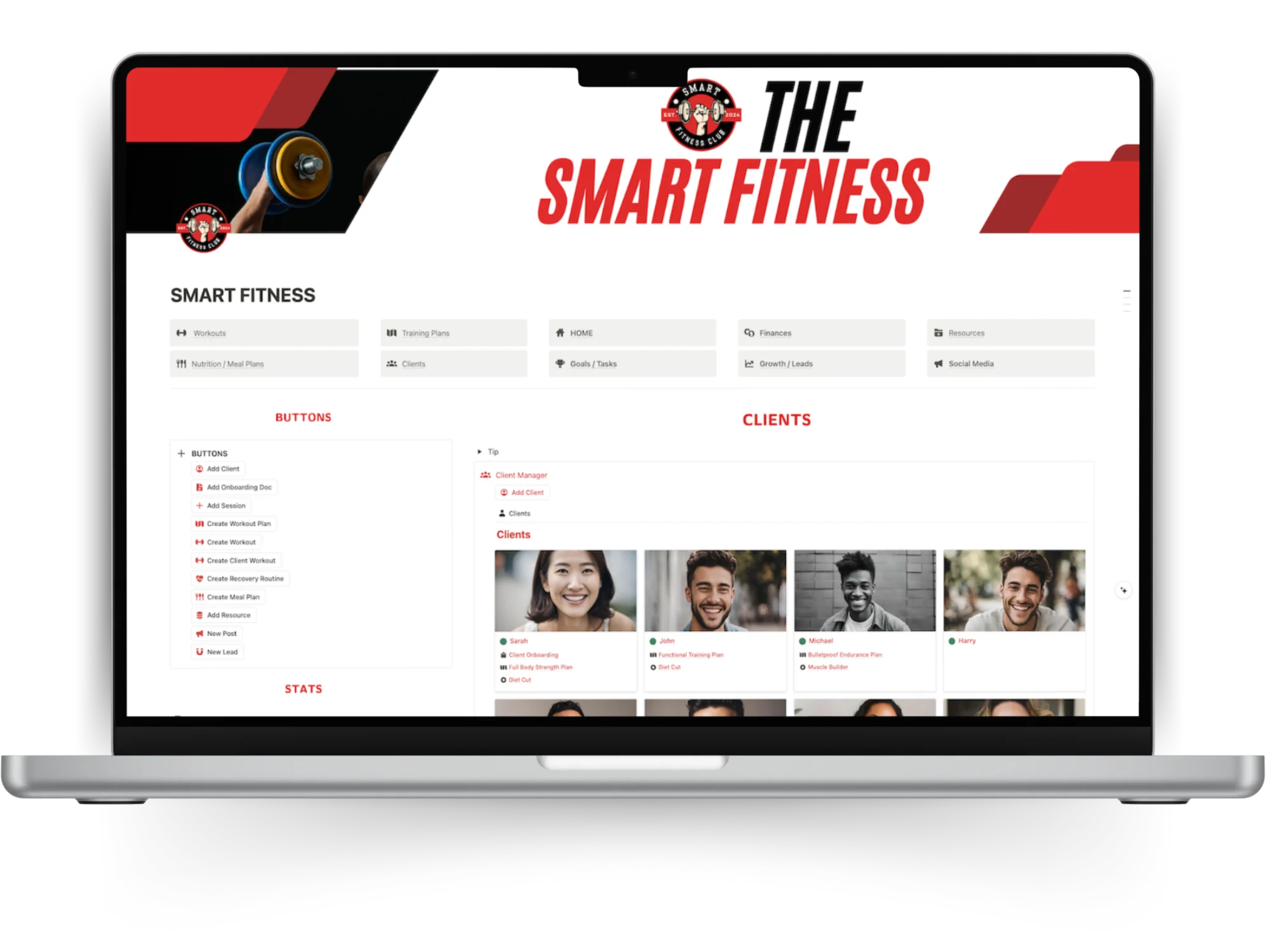 Notion for personal trainer template