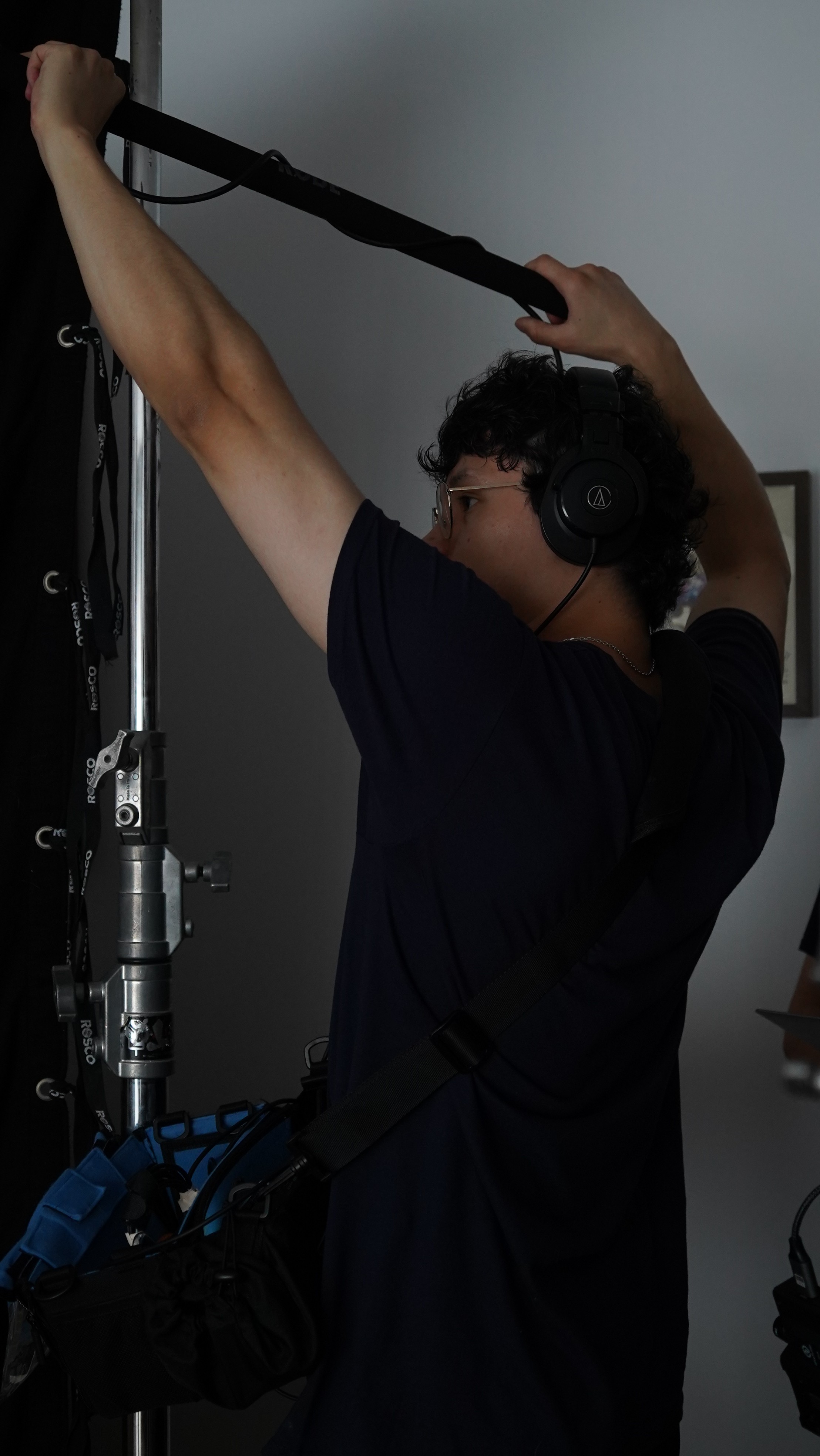 Black plastic pouch on velvet