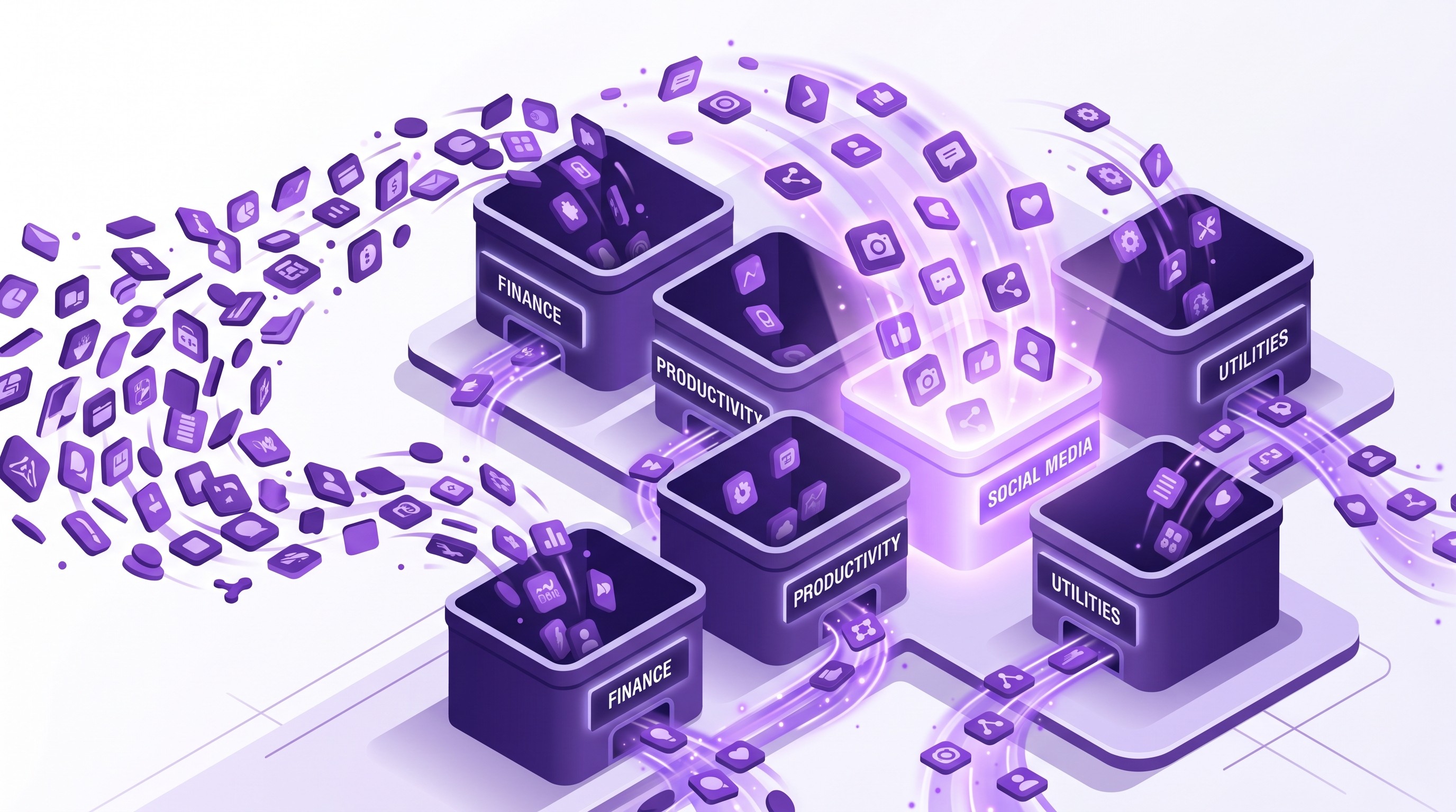 Shopify apps sorted into category buckets by what they actually do