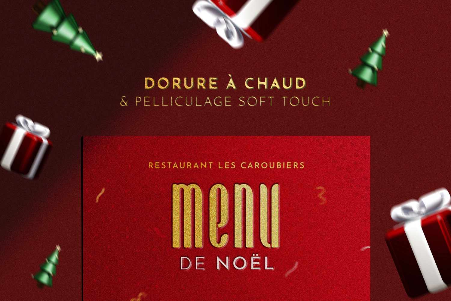 Visuel présentant la dorure à chaud du menu de noël