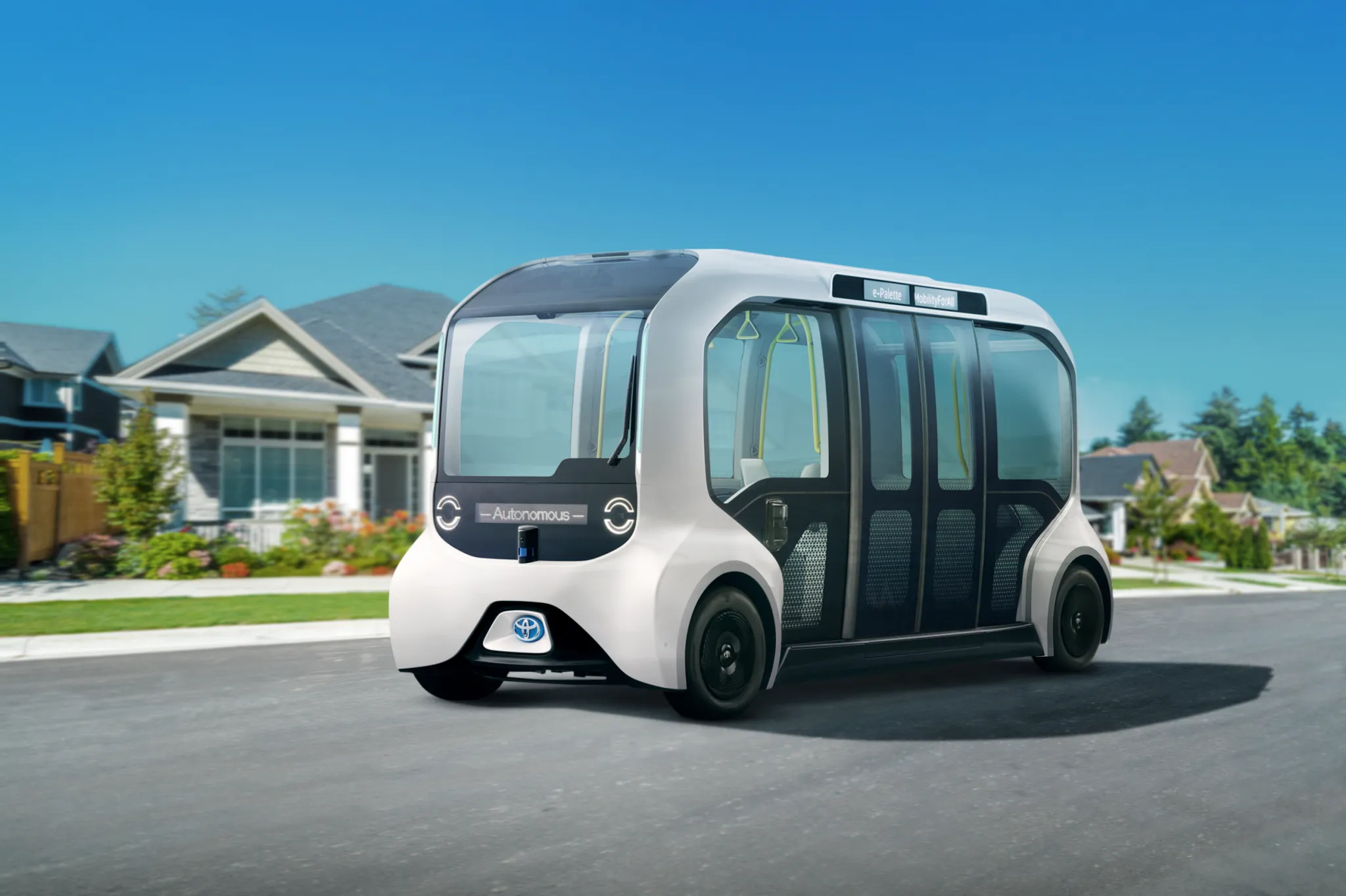 A self-driving multi-passenger vehicle by May Mobility.