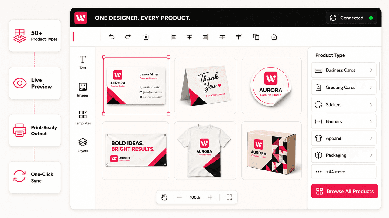 Web to print design tool