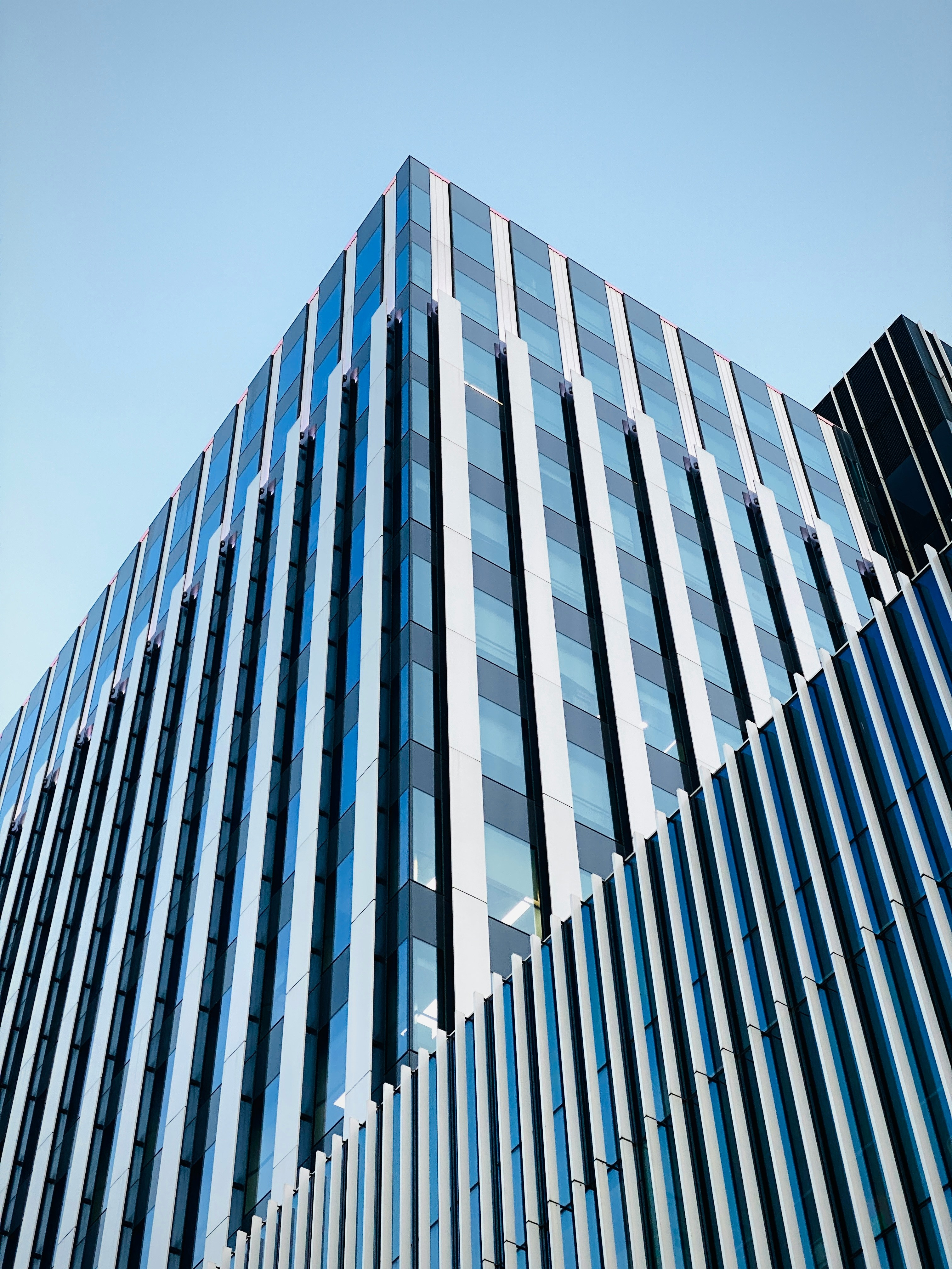 white and blue concrete building