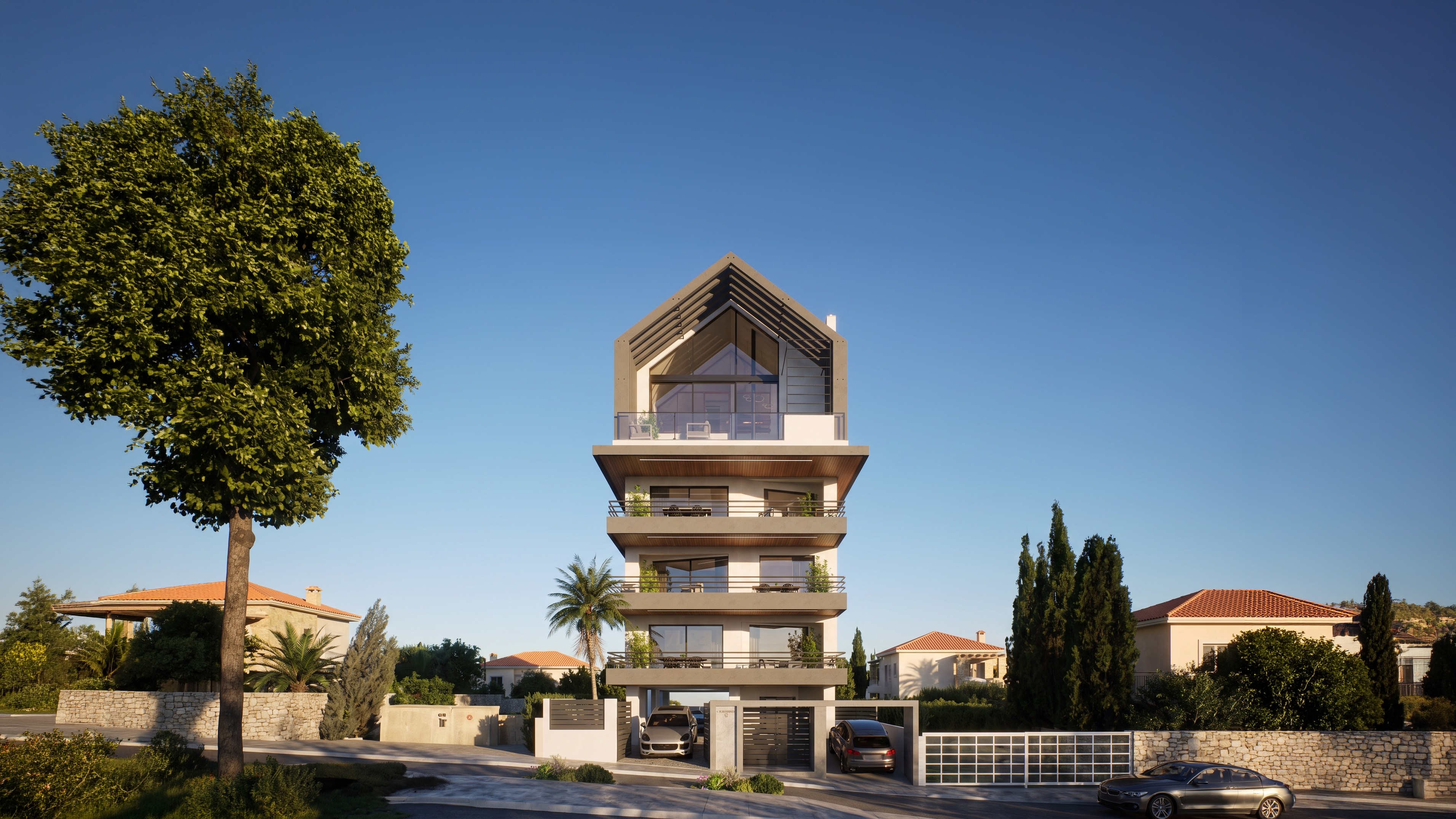Architectural exterior render of the Alimos development