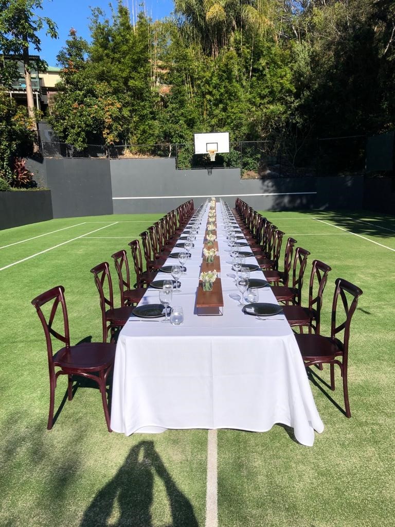 Sit Down Dining on a Tennis Court
