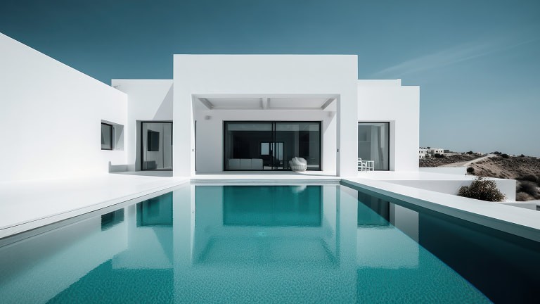 Luxury villa with pool and minimalist architecture