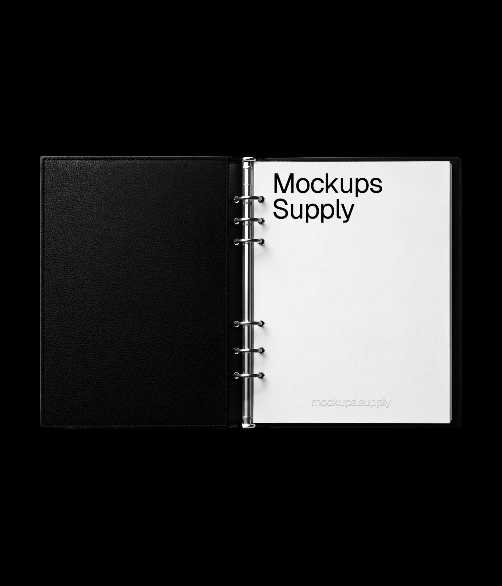 Leather binder mockup single page view with realistic paper texture download for Photoshop