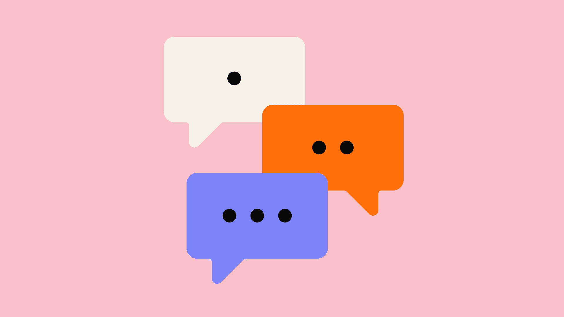 Three text bubbles of an AI-driven chatbot.