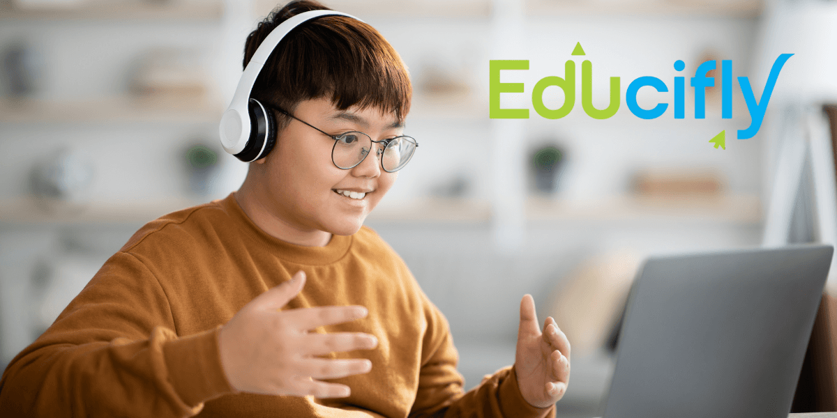 A student engages in online tutoring, receiving personalized one-on-one support from Educifly for IB and IGCSE subjects.