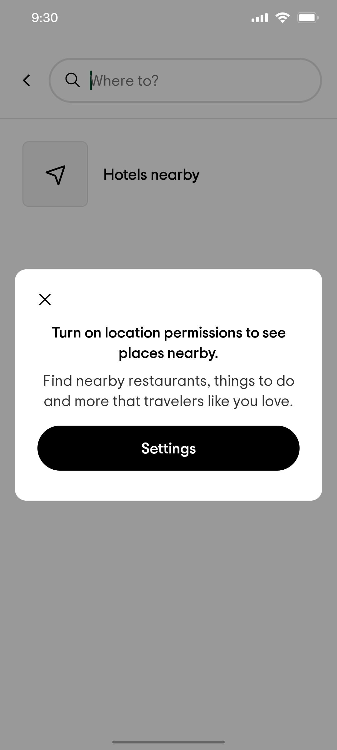 Tripadvisor Setting Page Screen