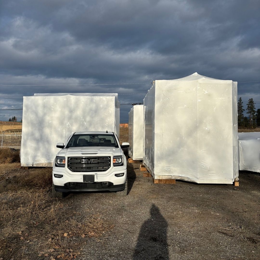 A finished shrink wrapped air conditioner unit by crowley marine care in kelowna BC