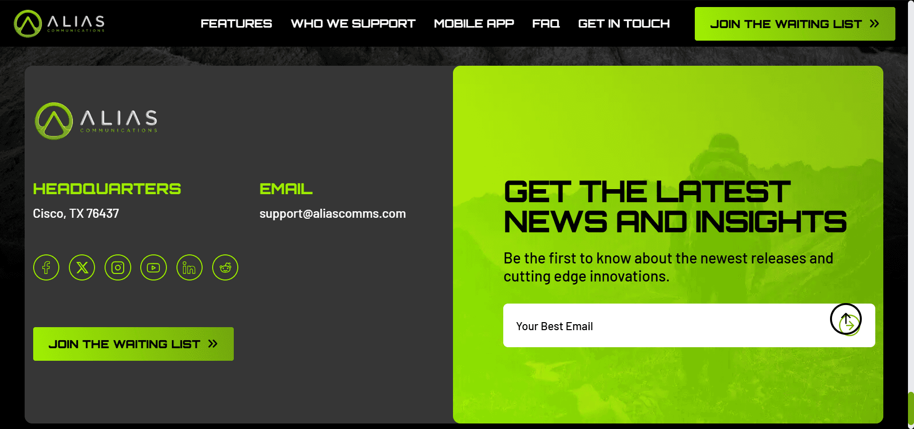 dark mode footer example